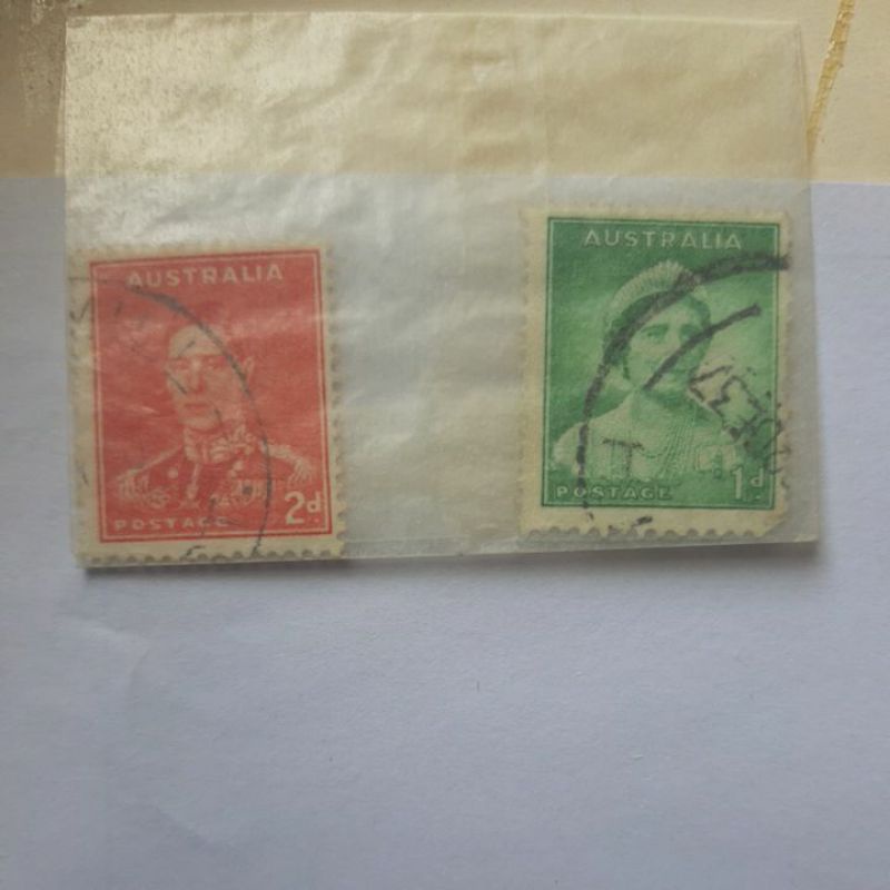 

Perangko kuno Australia King George VI & Queen Elizabeth set 2 prangko
