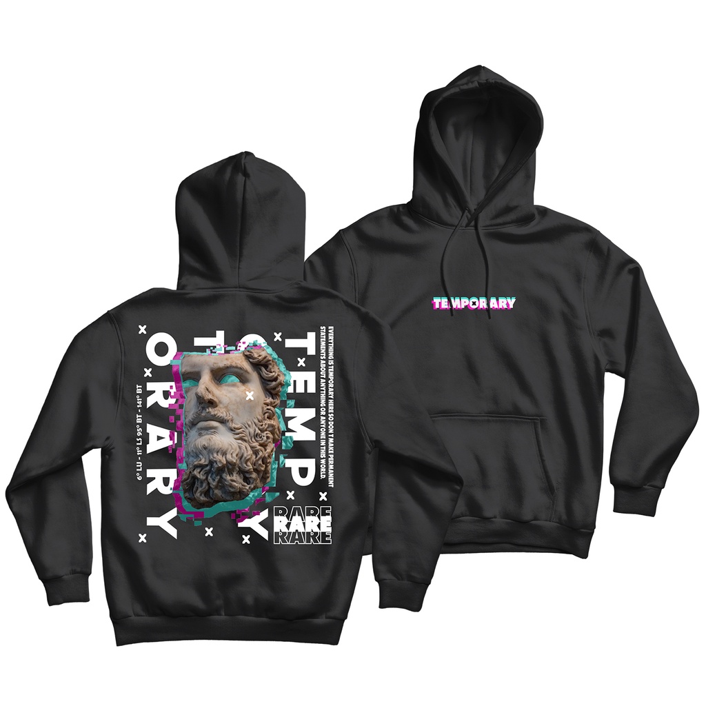 Sweaterpolos Hoodie Jumper TEMPORARY ( Sablon ) Unisex Pria &amp; Wanita