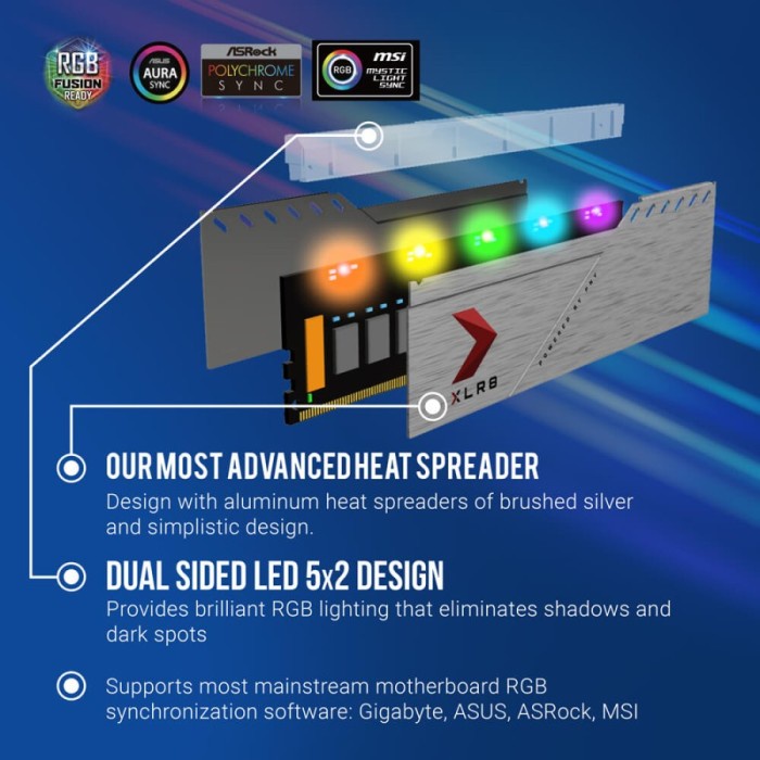 RAM PC PNY XLR8 RGB DDR4 16GB (2X8GB) Silver 3200MHz