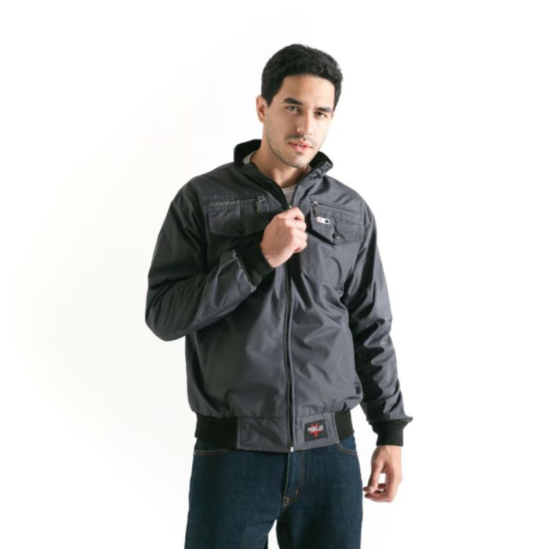 Jaket Pria Taslan Waterproof Anti air Rebelion Logo Bordir Original