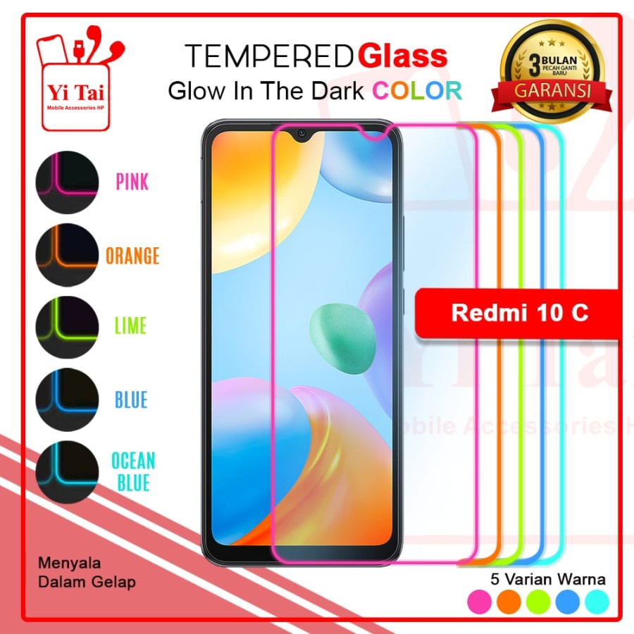 TEMPERED GLASS GLOW IN THE DARK YI TAI XIAOMI REDMI 10C - GA