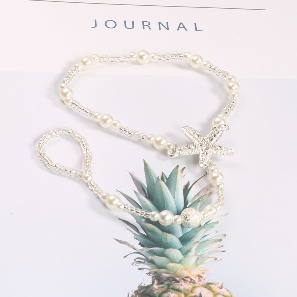 Gelang Kaki Rantai Mutiara Bentuk Bintang pentagram Gaya Eropa Dan Amerika Untuk Pengantin