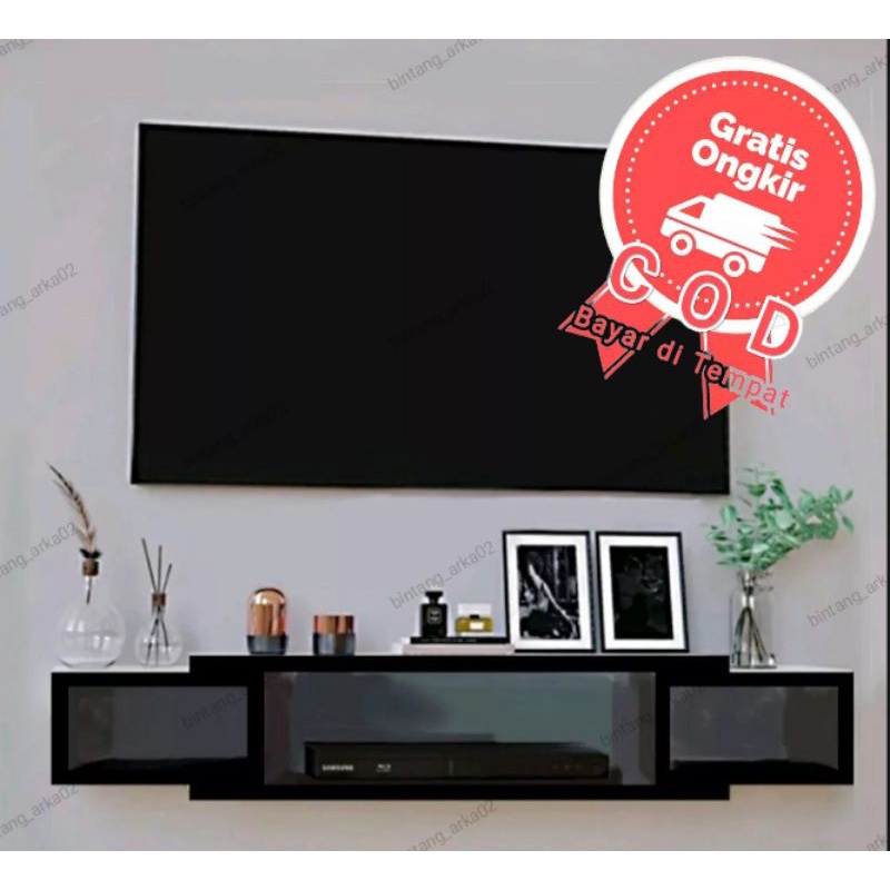 Rak tv Dinding minimalis dekorasi model gantung tempat set top box, dvd, dll