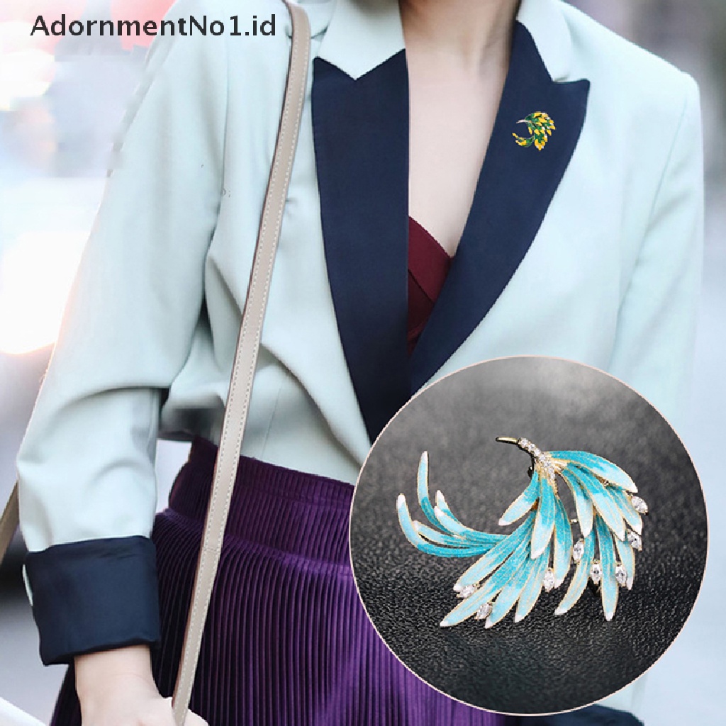 Bros Pin Enamel Kristal Desain Phoenix Tail Buckle Untuk Pakaian Scarf Wanita No1