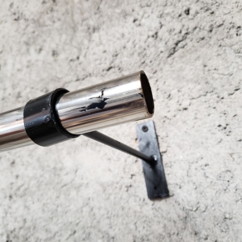 Braket Besi Jemuran Gantungan Pakaian Gorden Ujung Bulat Tempel Dinding