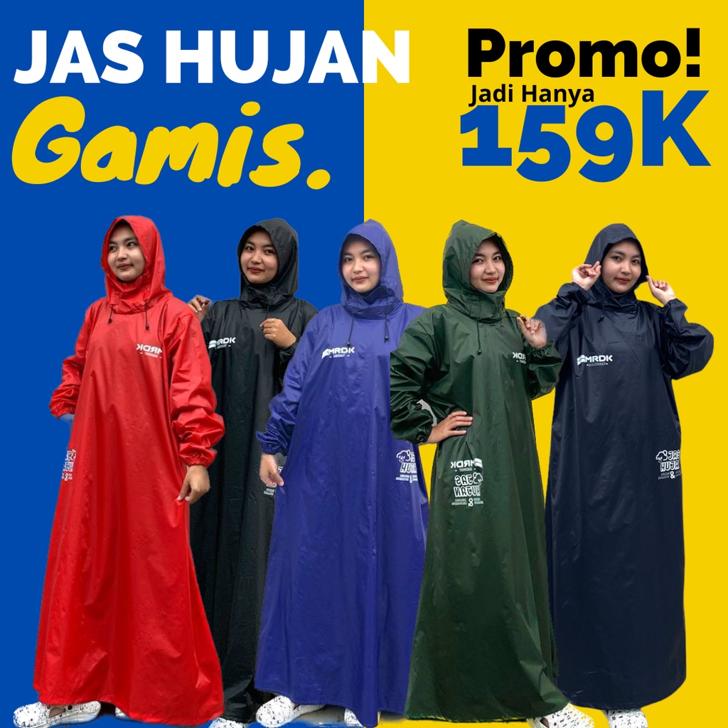 Merdeka store Jas hujan wanita cewek dewasa ponco syari premium / jas hujan syar'i / jas hujan wanit