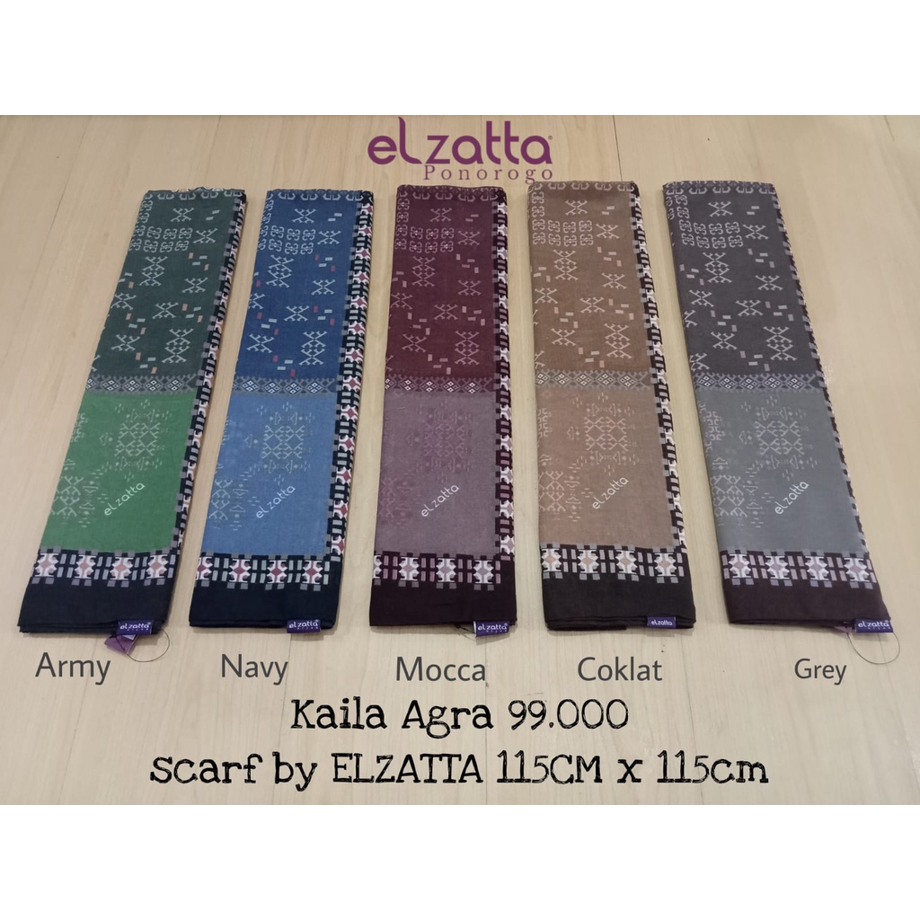 ELZATTA HIJAB JILBAB SEGIEMPAT SCARF MOTIF KAILA AGRA | Z833