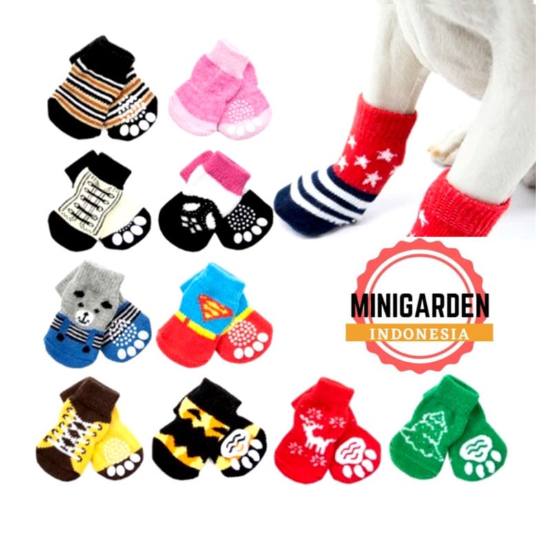 KAOS KAKI HEWAN ANTI SLIP PET KNIT SOCKS anjing kucing bahan import alas kaki anjing penghangat