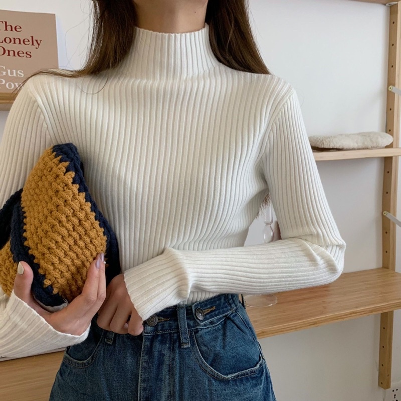 KNIT LONG SLEEVE PANJANG IMPORT WANITA TURTLE NECK MX715