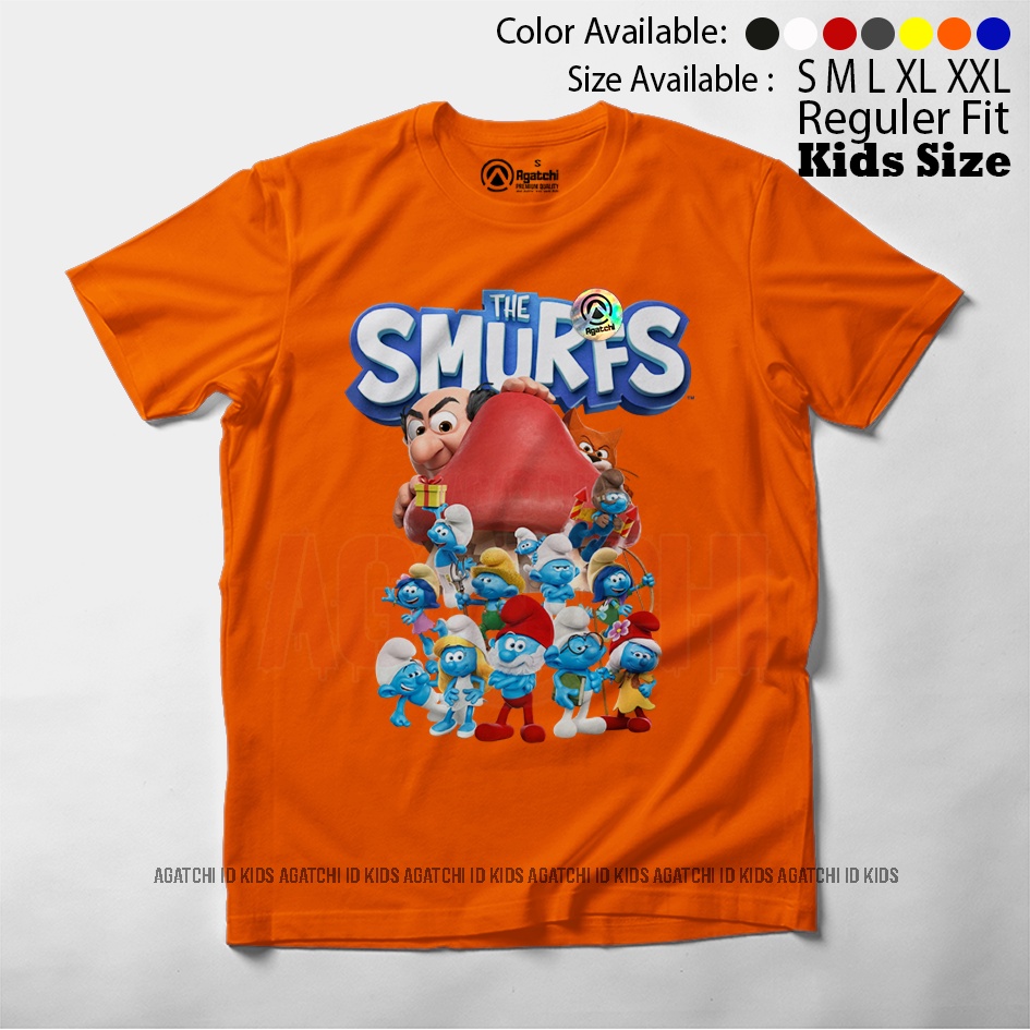 Baju Kaos Atasan Anak Laki - Laki Agatchi Motif Smurf V2