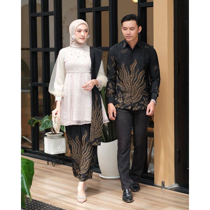 ( ORI AKITA ) NADINE SERIES - PALEGOLD - Batik Couple Kebaya Modern Kebaya Wisuda Lamaran Baju Tunan
