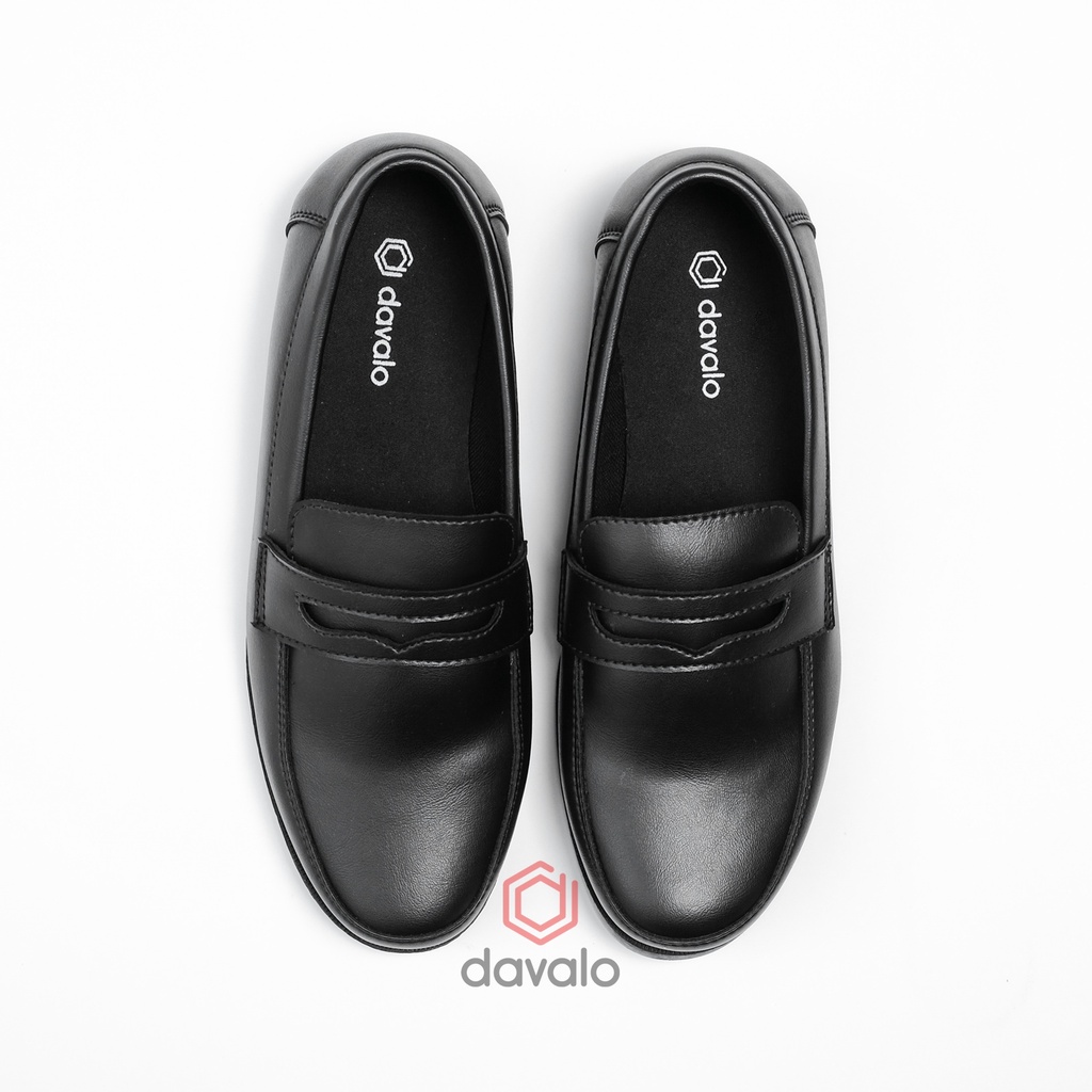 davalo Sepatu Loafers Pria Formal Kerja Kasual Loafer Hitam