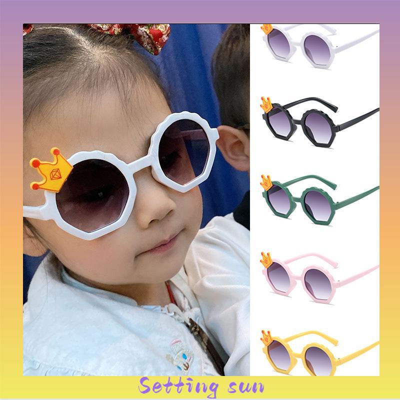 COD✨Kacamata Hitam Anak Kartun Bulat Crown Fashion Kacamata Untuk Anak-Anak TN