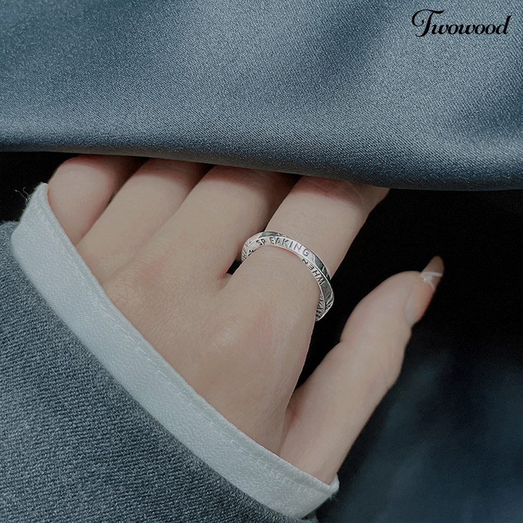 1 Pc Cincin Bahan Tembaga Motif Tulisan Inggris Untuk Wanita