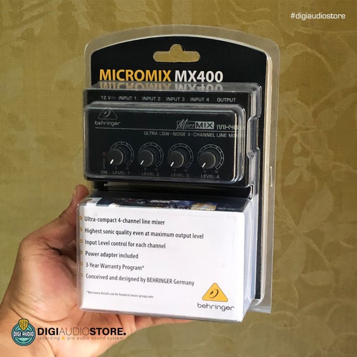 Audio Mixer Mini - 4 Channel - Behringer Micromix Mx400 - Line Mikser #Original