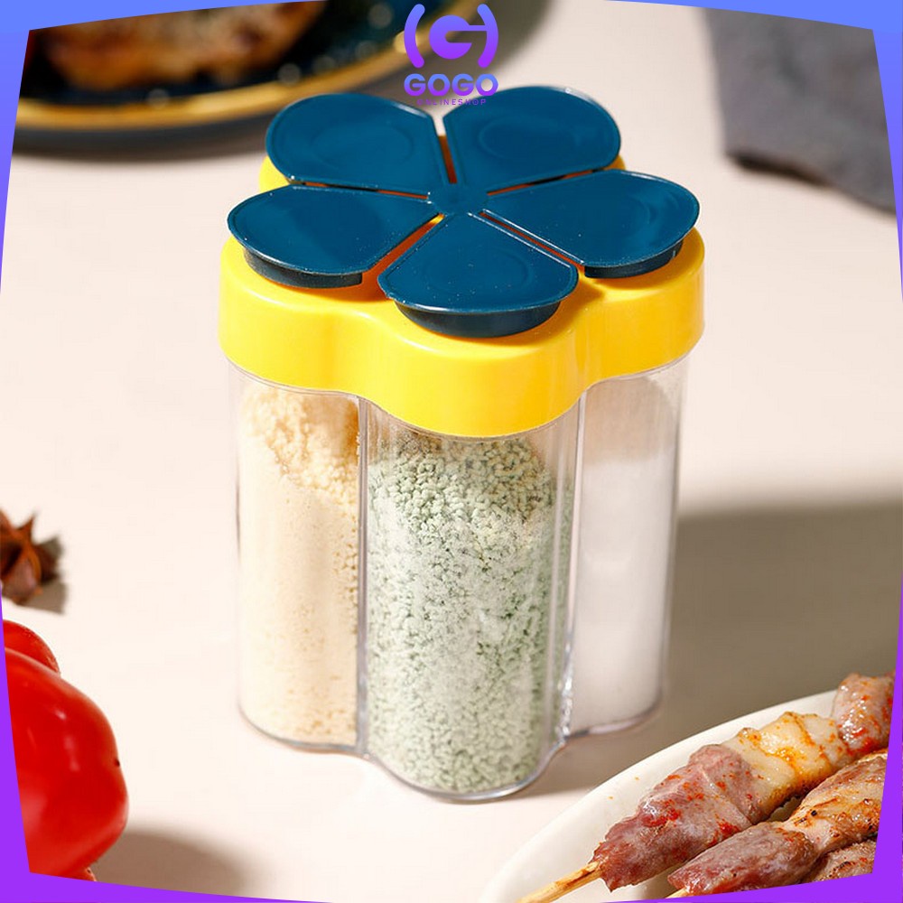 GOGO-C97 Tempat Bumbu Dapur 5 Sekat Bentuk Bunga Multifungsi / Wadah Penyimpanan Bumbu Masak Serbaguna Seasoning Jar Kitchen