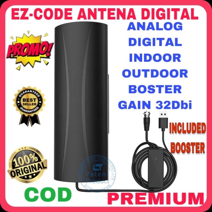 ANTENA TV DIGITAL EZ-CODE TV ANTENA ANALOG DIGITAL INDOOR OUTDOOR HIGH GAIN PREMIUM kabel flat super