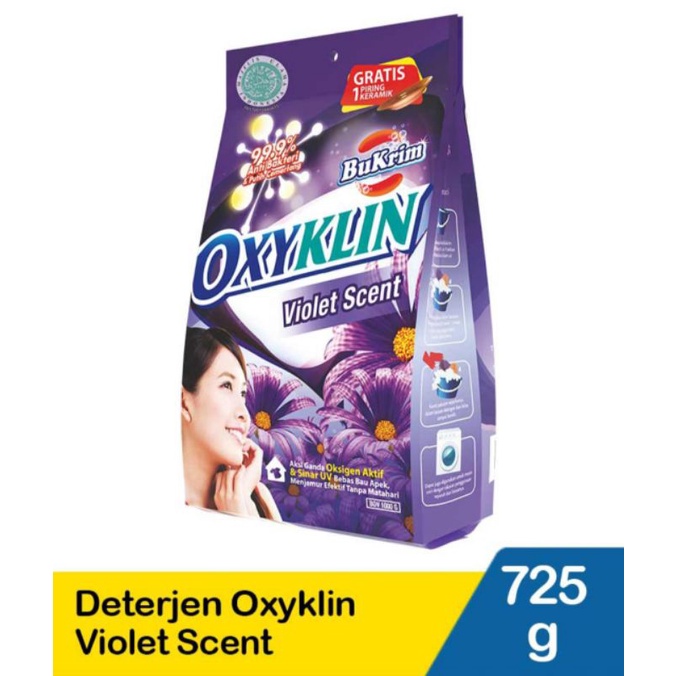 DETERJEN BUBUK OXYKLIN GRATIS PIRING KERAMIK. UKURAN 800 G