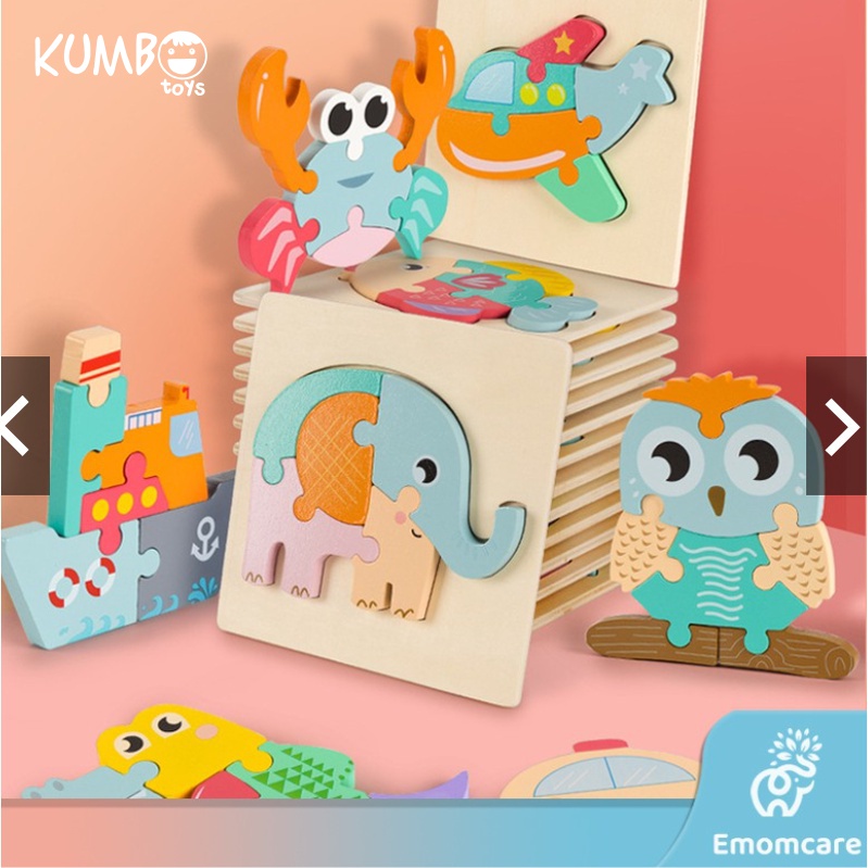 Mainan Edukasi Puzzle Kayu Bayi Anak Warna Pastel