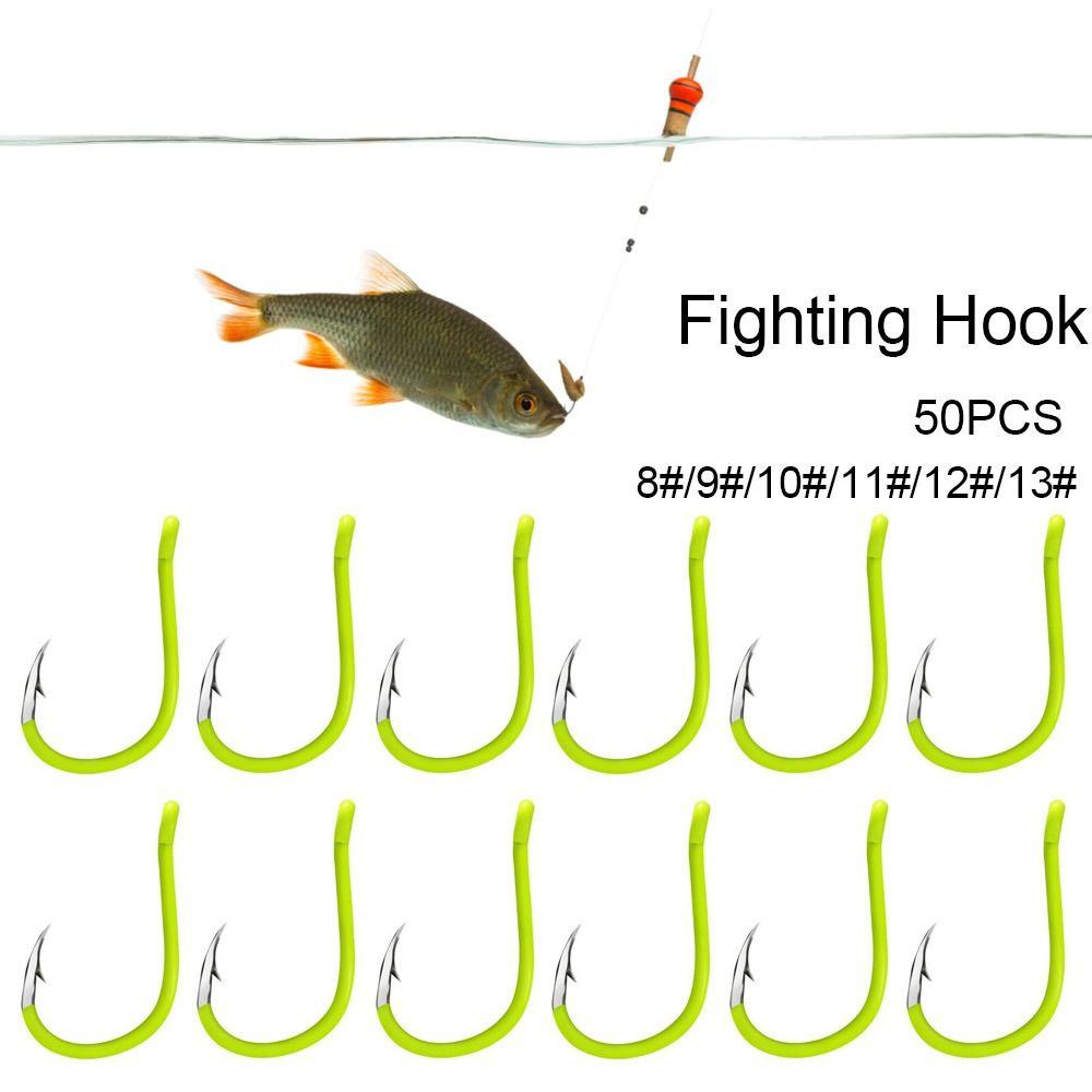 Preva 50PCS Fishhooks Perlengkapan Ikan Neon Berduri Tahan Lama
