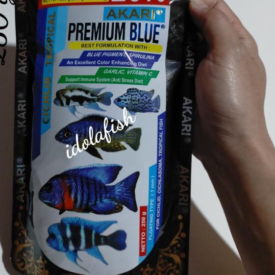 Akari premium blue ciklid 250 gram pakan ikan ciklid