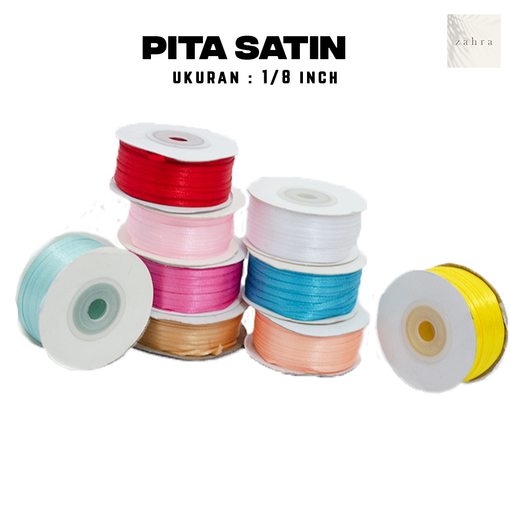 PITA SATIN POLOS 1/8 INCH - Ribbon Gift Bouquet Hiasan Buket Bunga Packing Packaging Hampers Hantaran Souvenir Sovenir Hadiah Kado Giftbox Roll Dekorasi Kerajinan Tangan Perlengkapan Sulam