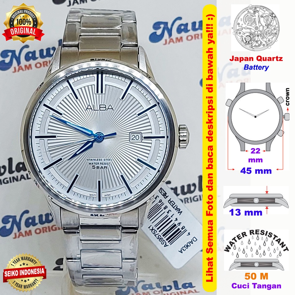 Alba Quartz AS9575X1 Blue Hands - Jam Tangan Pria AS9575