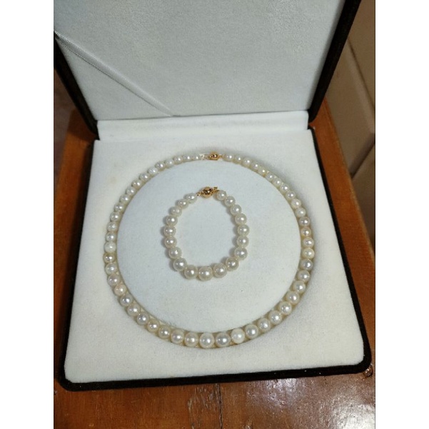 set kalung dan gelang mutiara air laut putih