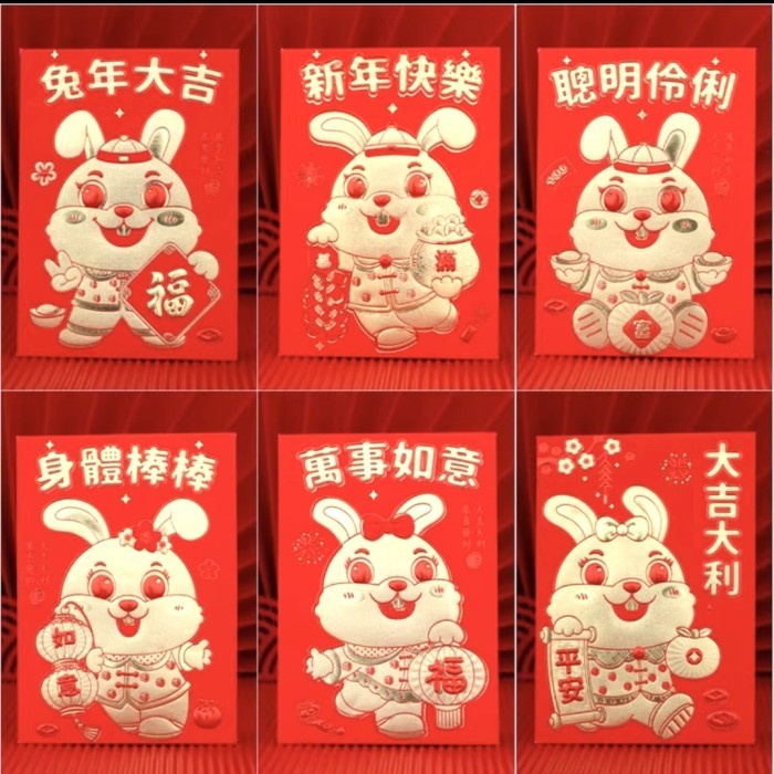 Angpao Merah Pendek Angpau Kelinci 2023 Angpau Merah Ampau Tebal Murah Ornamen Imlek Harga Grosir Termurah