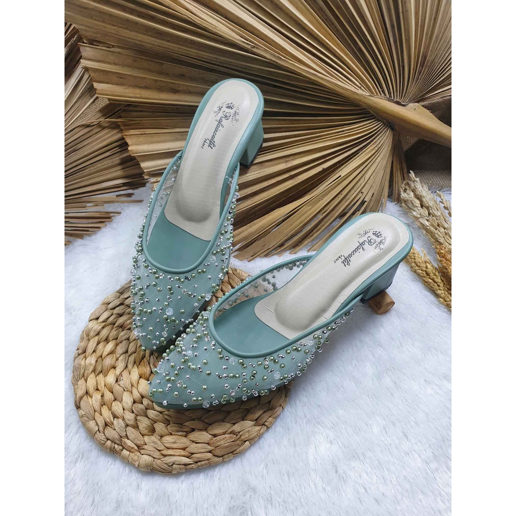 Sepatu wedding shoes Rafaizaoutfit sage tinggi 5cm tahu