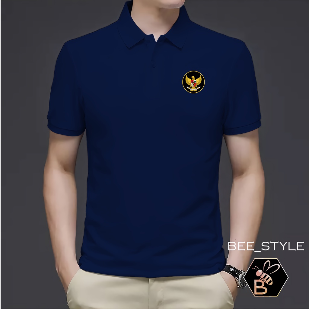 Kaos Kerah Pria Logo Garuda / Kaos Polo Garuda Hitam / Kaos Pria Polo Shirt