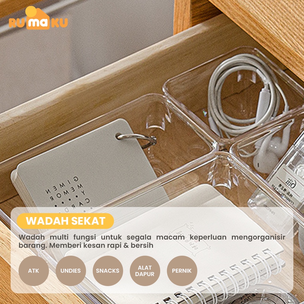 Rumaku Organizer Laci Sendok Garpu Sumpit Sekat Laci Dapur Bening Bahan Acrylic Organizer Meja Kamar