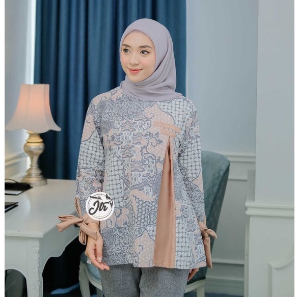 Baju batik wanita modern Atasan Batik Wanita Kerja M L XL Batik kombinasi Blouse Batik Kerja