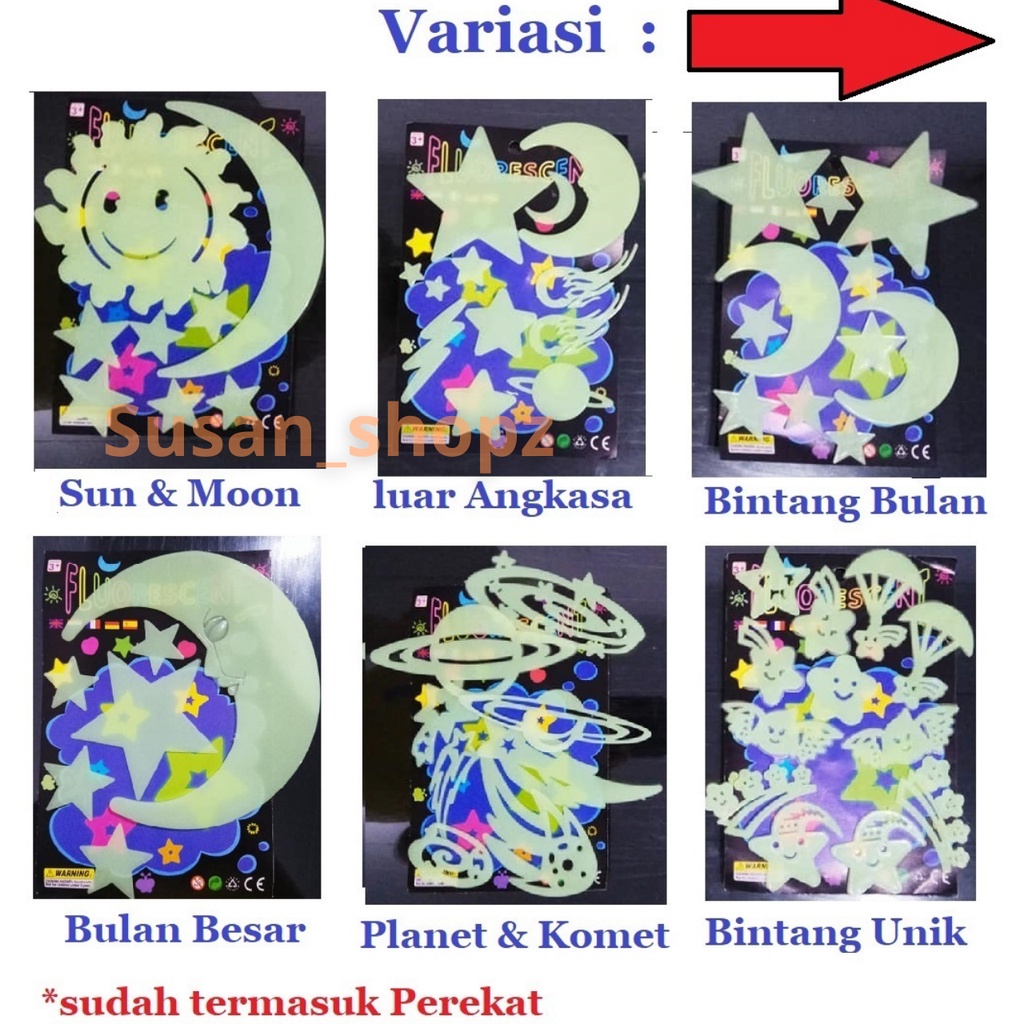 Glow Bervariasi Matahari Bulan Bintang -35 gr Komet Planet Glow in the dark
