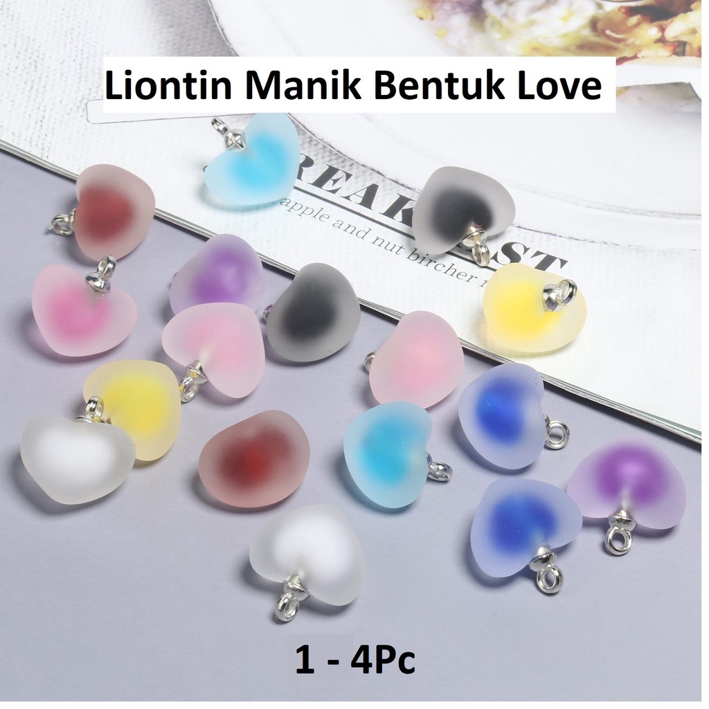 Liontin Manik-Manik Bentuk Hati Bahan Akrilik Uk 15mm Harga/1-4pc