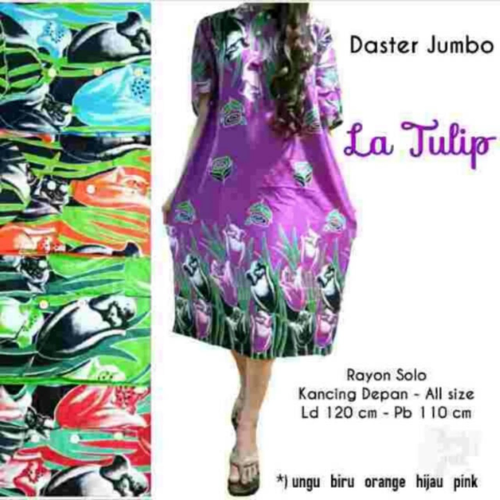 Daster Jumbo Rayon Kancing LD 120 Lengan Pendek