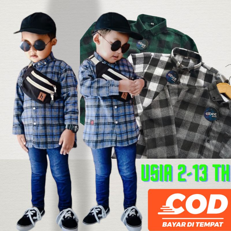 Kemeja Anak Laki Laki Terbaru Usia 2-13 Tahun Kemeja Flanel Distro Terlaris