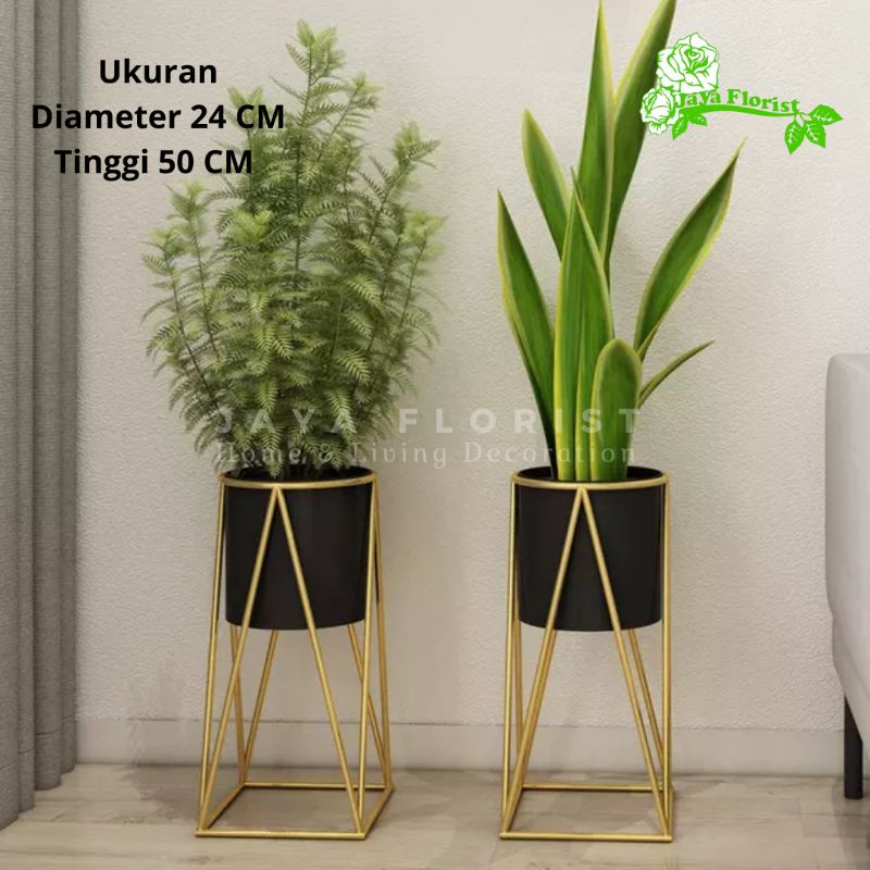 Standing Pot Bunga Minimalis Rak Pot Bunga Besi Modern Standing Pot Termurah Model Geometris Tinggi 