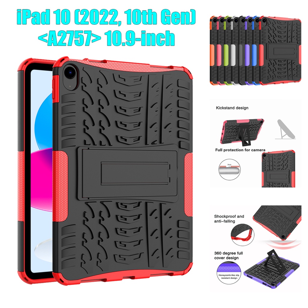 Casing Pelindung iPad 10 (2022) 10.9 &quot;10th Gen 10.9&quot; A2757 A2777 Shockproof Dengan Kickstand