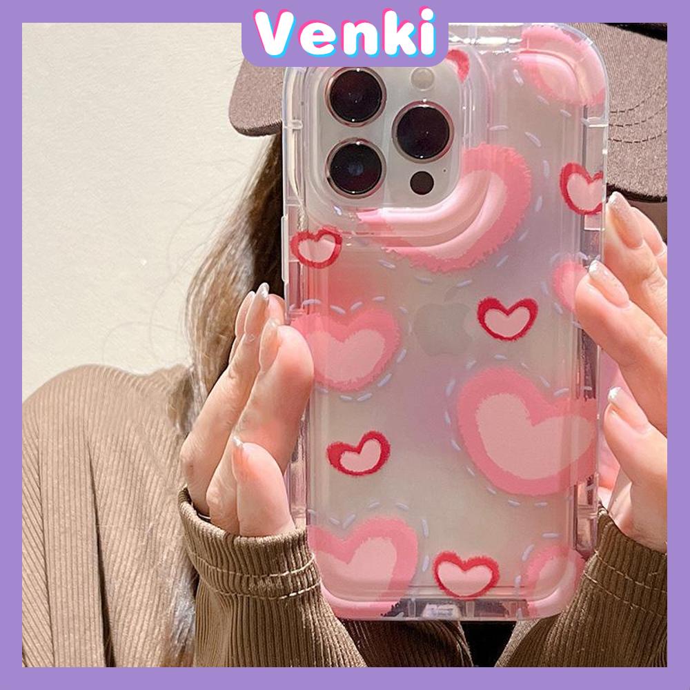 Case For iPhone 14 Pro Max TPU Soft Jelly Airbag Case Clear Pink Cute Hearts Case Camera Protection Shockproof For iPhone 14 13 12 11 Plus Pro Max 7 Plus X XR