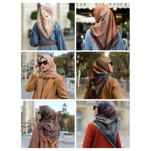 HIJAB DEENAY X ALYA ROHALI ELAINE BLACK GOLDEN BROWN SUNSET CARISSA GOLD PEACH BURNT ORANGE