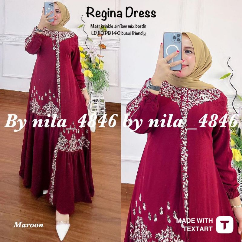 Cod Regina dress/gamis lebaran/gamis murah/gamis polos