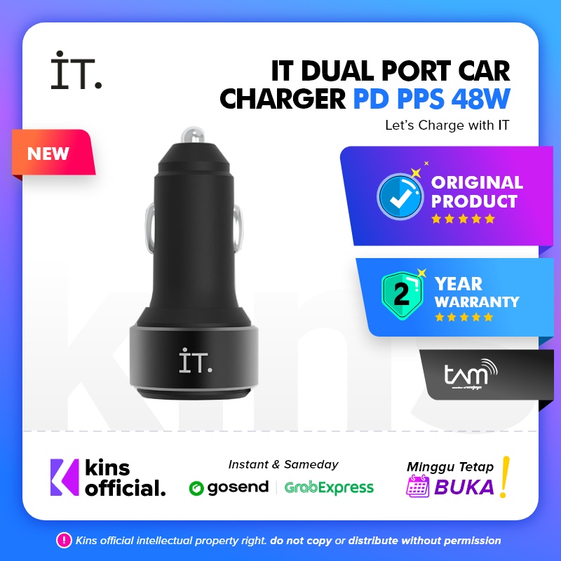 IT Dual Port Car Charger PD PPS 48W - Black