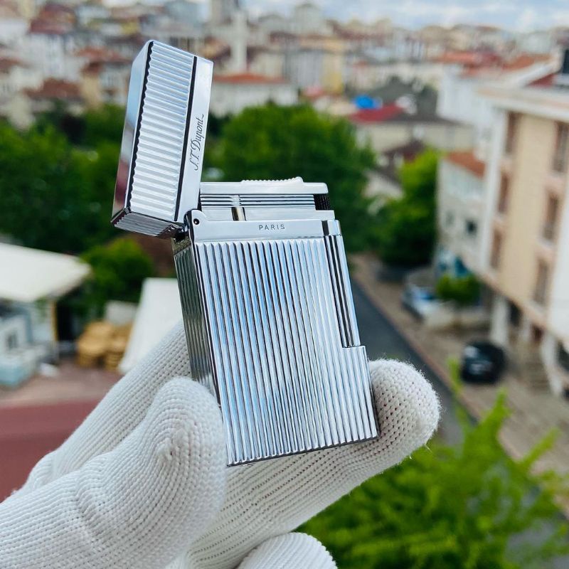 Korek Api S.t Dupont Line Silver Lighter Premium Quality