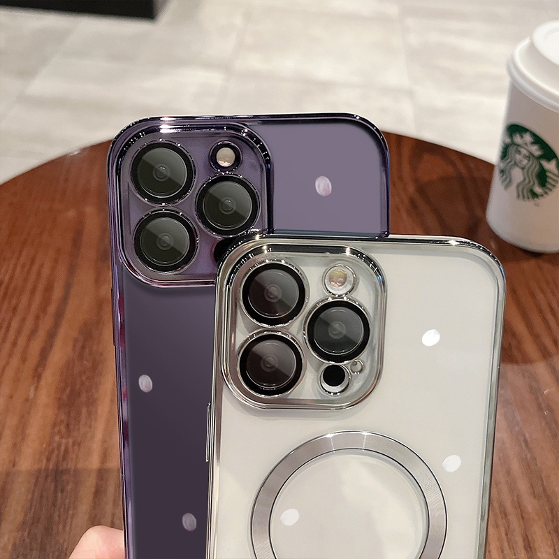 Case Pelindung Lensa Bahan Silikon Transparan Dengan Speaker Untuk iPhone 14 Plus 11 12 13 Pro Max