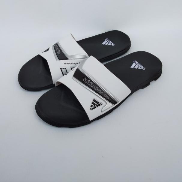 SANDAL PRIA SELOP NITROCHARGE/sandal pria/sandal santai/sandal selop - PUTIH HITAM, 39