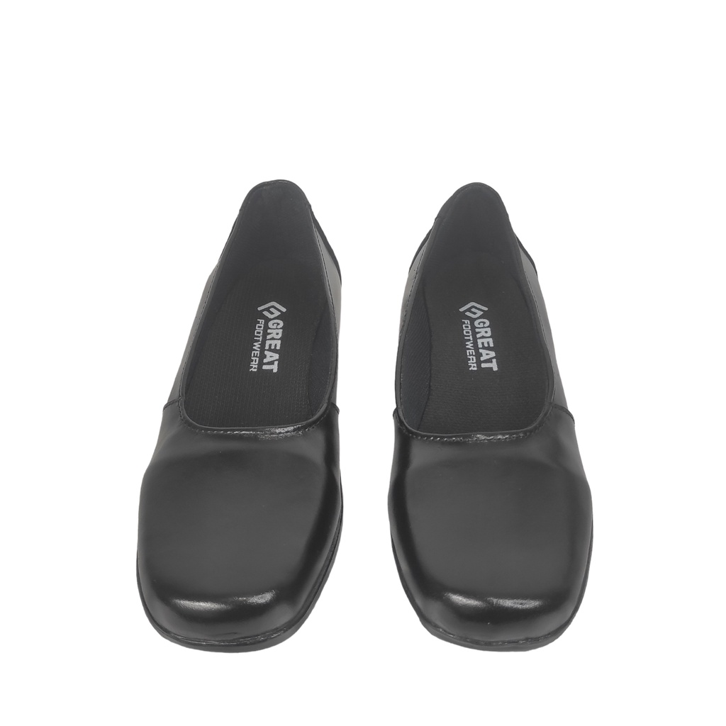 Sepatu Pantofel Wanita Kulit Asli Sepatu Flat Balet Kerja Kantor Sekolah Casual Formal Hitam Kulit Asli Termurah Great Footwear P671