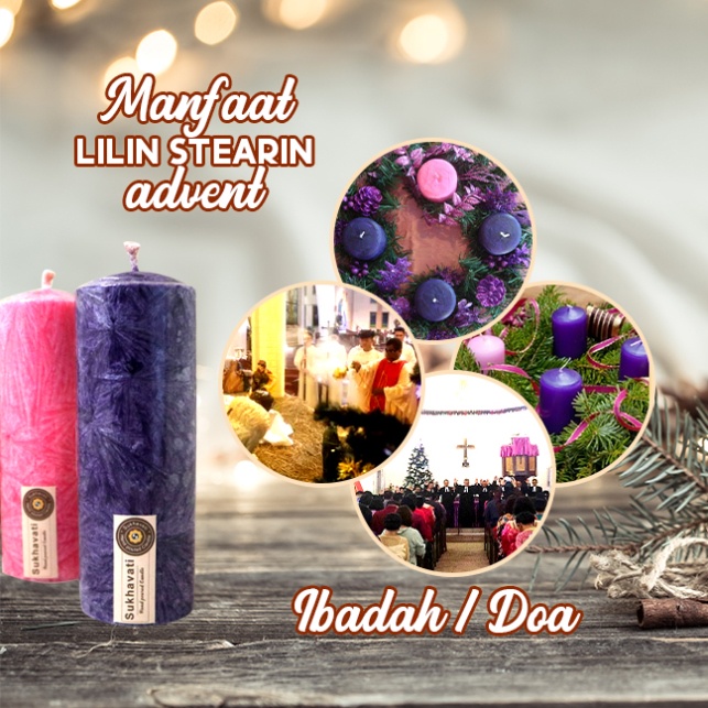 Lilin Doa Advent / Adven Ungu + Pink / Lilin Rohani Misa Natal Stearin