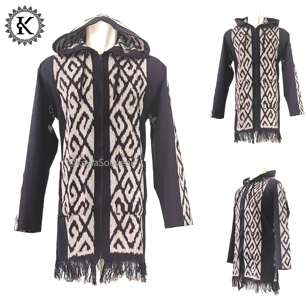 Hoodie Tenun Resleting / Hoodie Tenun Etnik Pria Wanita - Kain Etnik