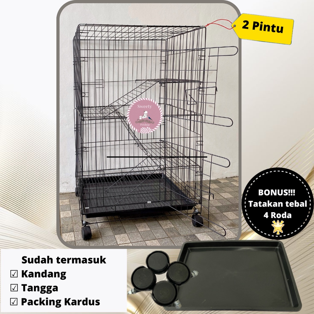 kandang kucing 3 tingkat ukuran 60x40x95 Nodastore
